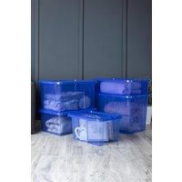 Wham Crystal 5 Piece Multisize Stackable Plastic Storage Organiser Box & Lid in Blue
