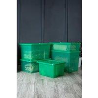 Wham Crystal 5 Piece Multisize Stackable Plastic Storage Organiser Box & Lid in Green