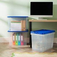 Wham Crystal 80L Clear Box & Stronger Lid PK4 in Blue