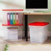 Wham Crystal 80L Clear Box & Stronger Lid PK4 in Red