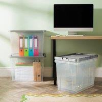 Wham Crystal 80L Clear Box & Stronger Lid PK4 in Silver