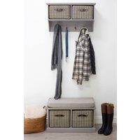 Statement Furniture Tetbury 2 Grey Faux Rattan Basket & Grey Cushion Hallway Set in Light Grey