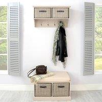 Statement Furniture Tetbury 2 Brown Faux Rattan Basket & Cream Cushion Hallway Set in Taupe
