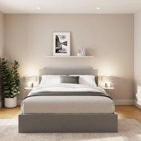GFW End Lift Ottoman Storage Bed Velvet in Charcoal | Size: Double