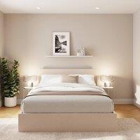 GFW End Lift Ottoman Storage Bed Velvet in Natural | Size: Double