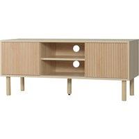 HOMCOM TV Stand Cabinet for TVs up to 50 with Sliding Doors, Natural