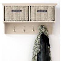 Statement Furniture Tetbury Coat Rack Hanging Shelf with 2 Brown Storage Baskets in Taupe
