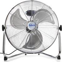Futura Floor Fan 24 Inch Chrome Portable 3 Speed Adjustable Cooling Fan in Silver