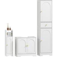 HOMCOM Bathroom Furniture Set Tall & Under Sink Cabinet Storage Unit White
