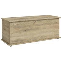 HOMCOM Storage Chest With Lid, 113L Storage Box, Grey Wood Effect in Natural