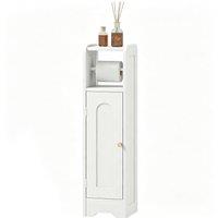 HOMCOM Toilet Roll Holder Slim Bathroom Cabinet with Adjustable Shelf White