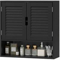 HOMCOM Bathroom Cabinet, Wall Mounted Cabinet with Adjustable Shelves in Black | Size: W600mm x H600mm