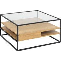 Furniture To Go Randolf Square Coffee Table with 2 Shelves in Black & Oak