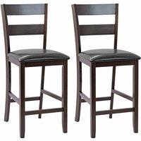 Costway Set of 2 Bar Stools Wood Padded Counter Height Pub Chairs Kitchen Dining Chair in Black