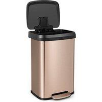 Costway 50L Rectangular Trash Garbage Can Stainless Steel Step Trash Bin Recycling w/ Pedal in Rose Gold