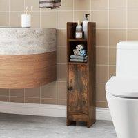 Costway Bathroom Storage Cabinet Small Corner Floor Cabinet w/ Door in Brown