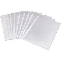 KAV A4 Clear Plastic Punched Pockets, Heavy Duty 55 Micron Polypropylene with Reinforced Filing Strip | Size: Large
