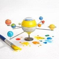 Menkind Construct & Create The Solar System Kit Solar Powered Rotating Model in Yellow