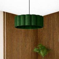 CGC Lighting Maria Scalloped Forest Green Drum Lampshade Large 48cm in Dark Green