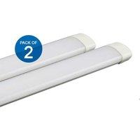 ENER-J 18W Prismatic LED Tube Batten complete fitting 0.6m, 1440 lumens, 3000K (pack of 2 units) in White