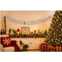 LARANGE Glitter 'Merry Christmas' Banner - Ultimate Festive Decoration in Silver | Size: 0.5m x 3m