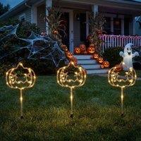 Garden Greatness Set of 3 Halloween Pumpkin Stake Lights
