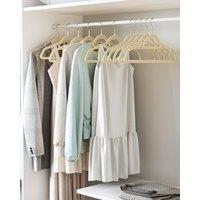SONGMICS Set of 20 Clothes Hangers Non Slip with Tie Bar & Hook in Beige