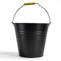 SPETLEK 12L METAL ASH BUCKET WITH LID WOODEN HANDLE in Black