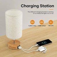 PAWNORA Round 1X Touch Bedside Table Lamp Dimmable in White