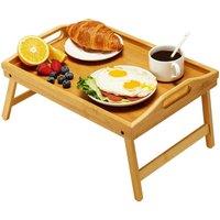 FORGEVIO Bed Breakfast Serving Tray Bamboo Lap Desk in Natural | Size: 0.6m2