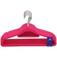 JVL Set of 5 Fuchsia Velvet Touch Non-Slip Clothes Hangers 45x25cm in Bright Pink | Size: 5 Pack