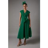 Coast Women's Belted Crepe Midi Dress in Emerald | Size: 14