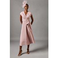 Coast Women's Belted Crepe Midi Dress in Rose | Size: 12