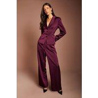 Coast Women's Satin Detail Fitted Trousers in Fig | Size: 16
