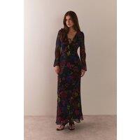 Warehouse Women's Petite Premium Dispersed Floral Maxi Dress | Size: 14