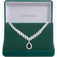 Jon Richard Women's Gift Packaged Rhodium Plate & Blue Cubic Zirconia Statement Necklace