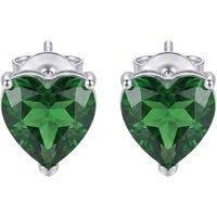 Latelita Women's Amore Heart Emerald Stud Earrings Silver in Green
