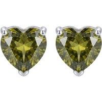 Latelita Women's Amore Heart Peridot Stud Earrings Silver in Green