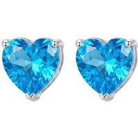 Latelita Women's Amore Heart Blue Topaz Stud Earrings Silver