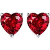 Latelita Women's Amore Heart Garnet Stud Earrings Silver in Red