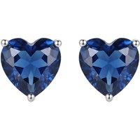 Latelita Women's Amore Heart Sapphire Stud Earrings Silver in Blue