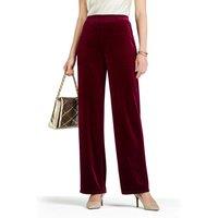 Chums Women's Velour Trousers Elegance & Comfort with Straight Leg Styling in Dark Red | Size: 20XS