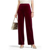 Chums Women's Velour Trousers Elegance & Comfort with Straight Leg Styling in Dark Red | Size: 22XS