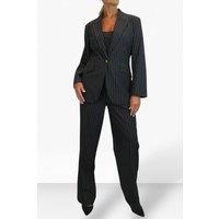 Paulo Due Women's 2 Piece Pinstripe Tailored Trouser Suit in Black | Size: 14