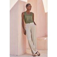 Pure Collection Women's Silk Front Jersey Vest in Khaki | Size: 20