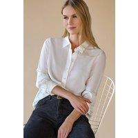 Pure Collection Women's Pure Washed Silk Shirt in Off-White | Size: 12