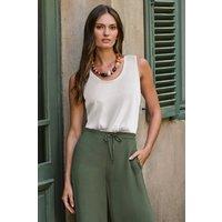 Pure Collection Women's Silk Front Jersey Vest in Off-White | Size: 14