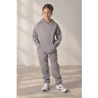 BCouture Women's Pullover Hoodie & Jogger Fleece Tracksuit Set in Mid Grey | Size: 14-15 Years