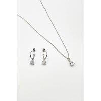 SVNX Women's Rhinestone Teardrop Necklace & Earrings Set - Gift Boxed in Clear