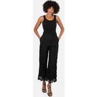 Lovedrobe Women's Floral Lace Scalloped Hem Trousers in Black | Size: 10